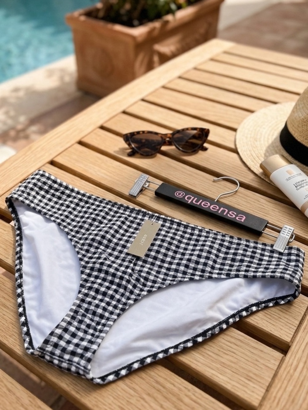 J.Crew black and white gingham bikini bottom Size 2X